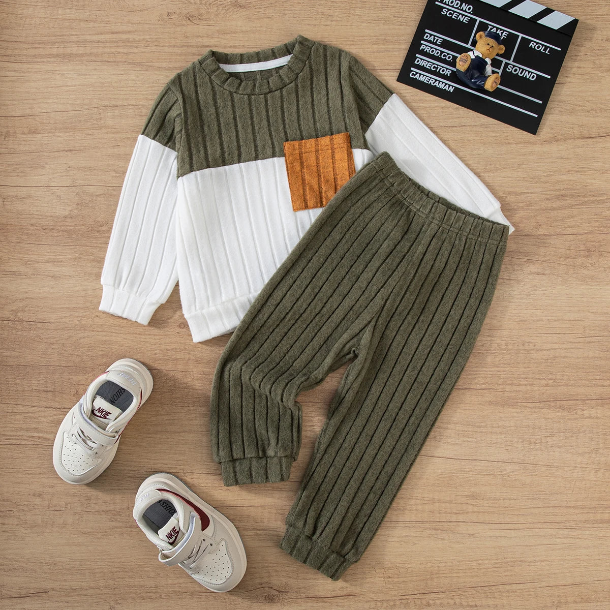 Boy Winter Long Sleeve Sweater Pants Set for Kids