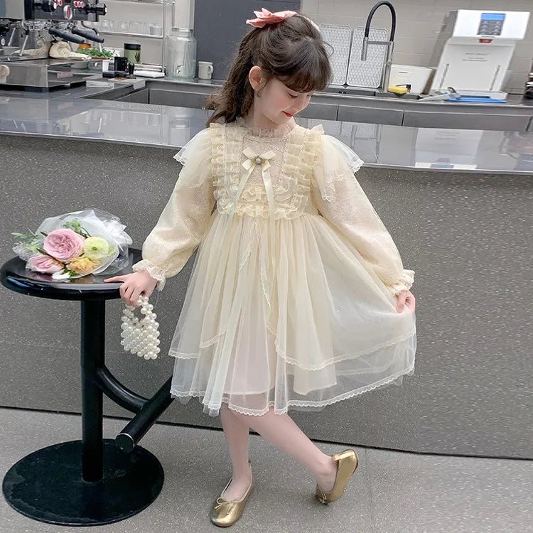 2025 Spring Autumn 3-14 years Children England Style Princess Long Sleeve Dress