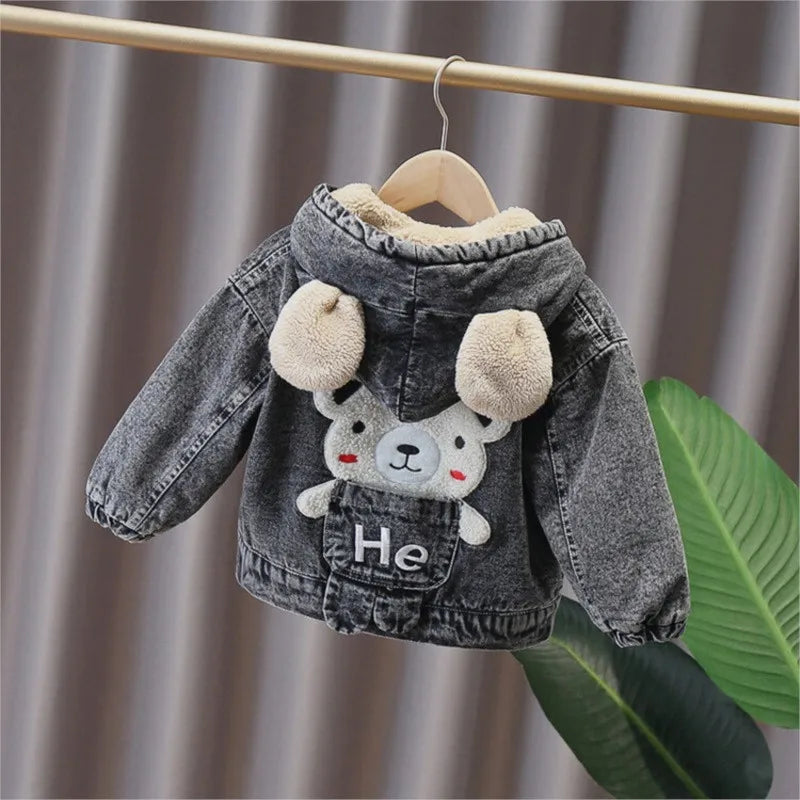 Jorge Cartoon Bear Hooded Plus Velvet Sweater