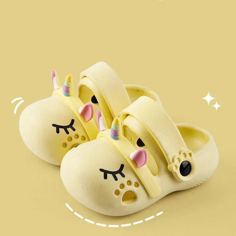 Kids Sandals Girls Mules Cartoon Unicorn Baby Slippers Flat Summer Children's Garden Girl Shoes