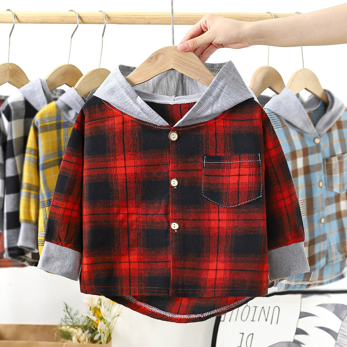 Jhon Casual Plaid Long-sleeved Hat Shirt