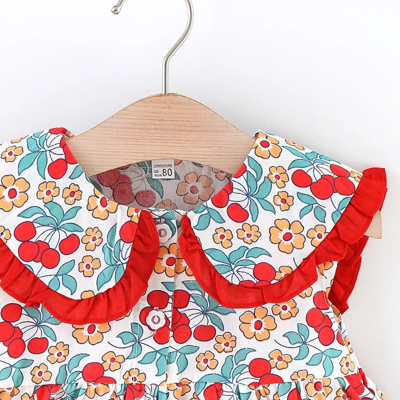 Skye Toddler Girls Floral Dress - Summer Navy Collar Style
