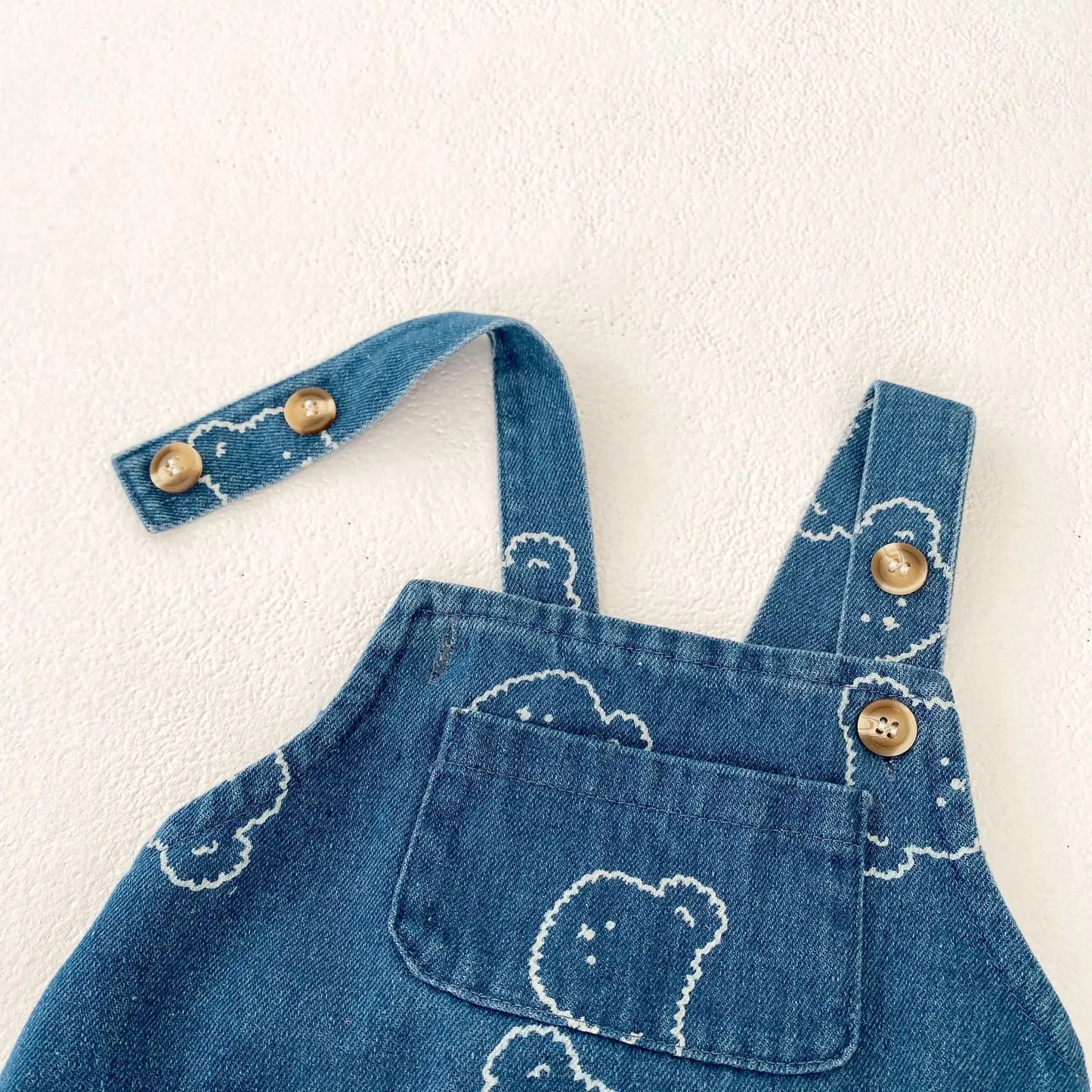 Denim Bear Printed Romper