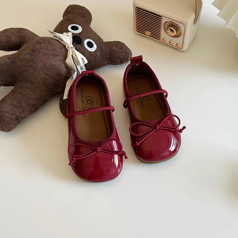 Girl Korean Version Mary Jane Slip-on Small Shoes 2024 Spring and Autumn New Soft Sole Bow Small Shoes