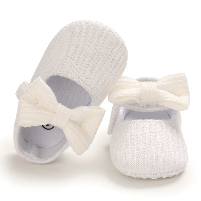 Cute Baby Girl Shoes Knitted Cotton Flat Shoes Arched Soft Sole 0-18M Newborn Princess Shoes