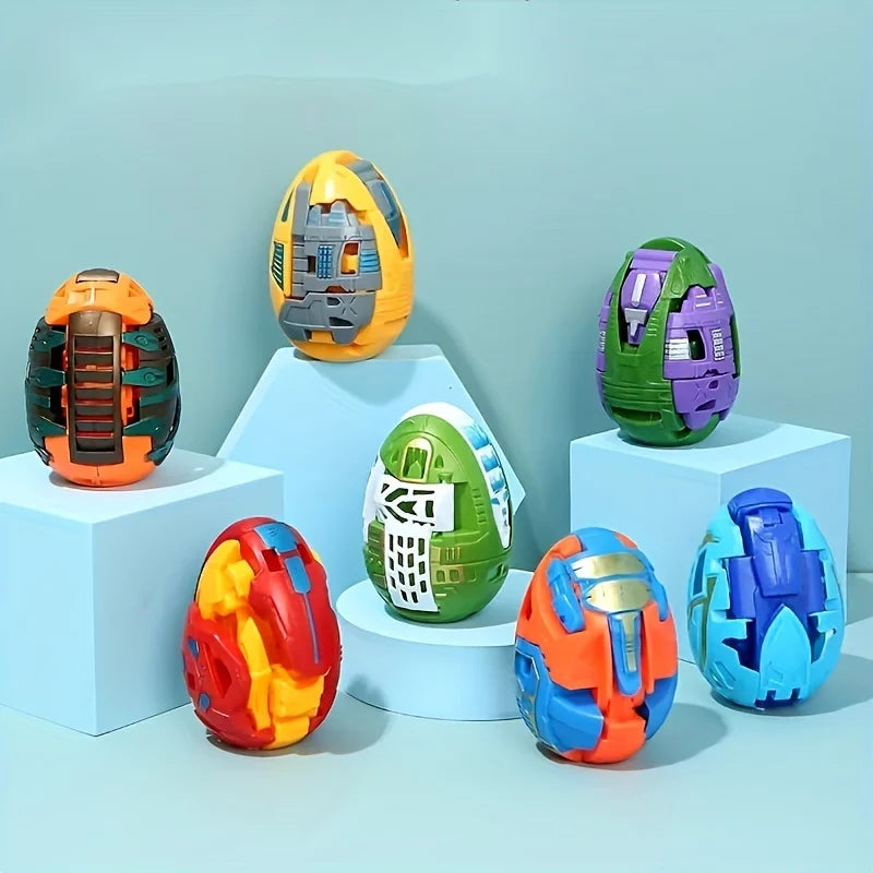 6Pcs Dinosaur Transformer Robot Toy - Color Changing, Easter Eggs, Holiday