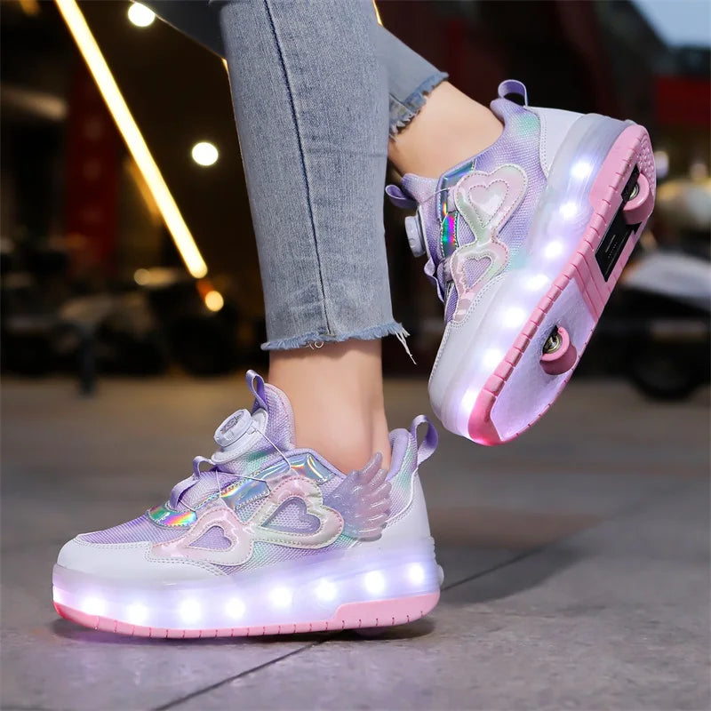 Walking shoes Girls shoes will shine skates New outdoor running pulley