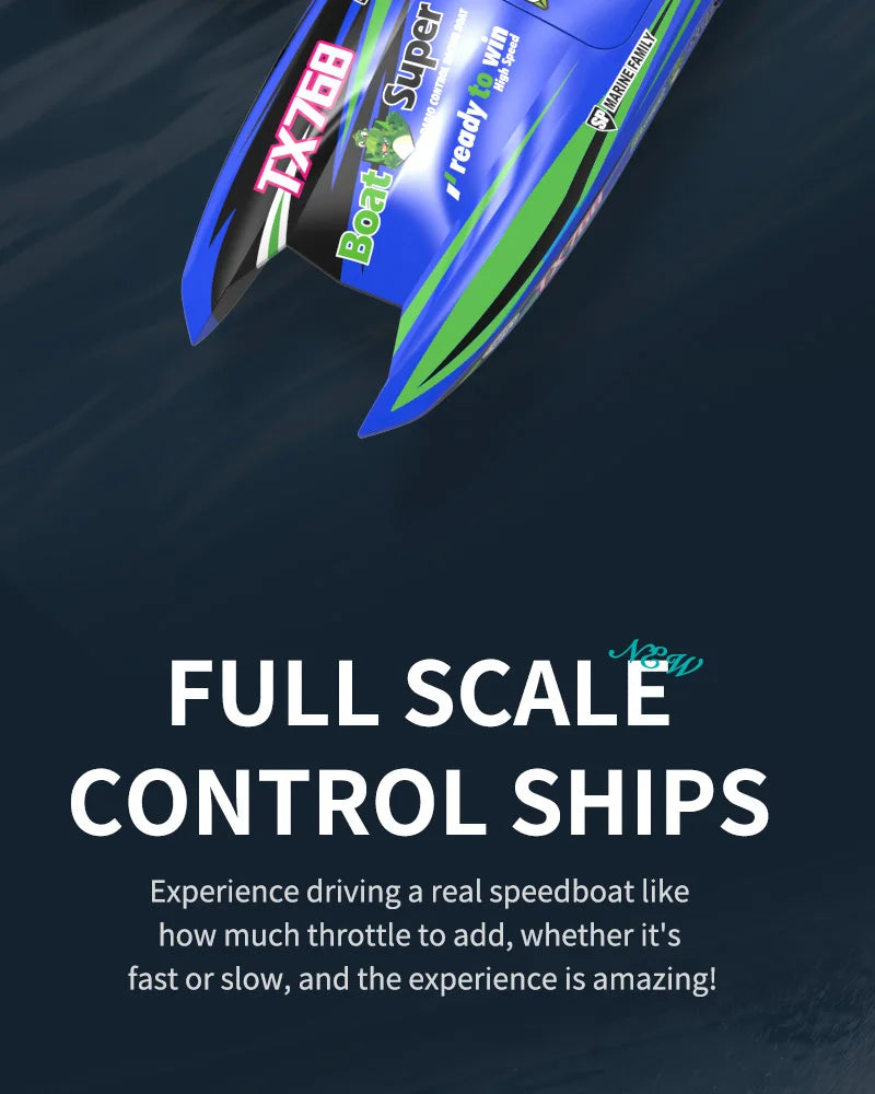 TX768 RC Boat 2.4G Brushless High Speed Remote Control Ship 30km/h