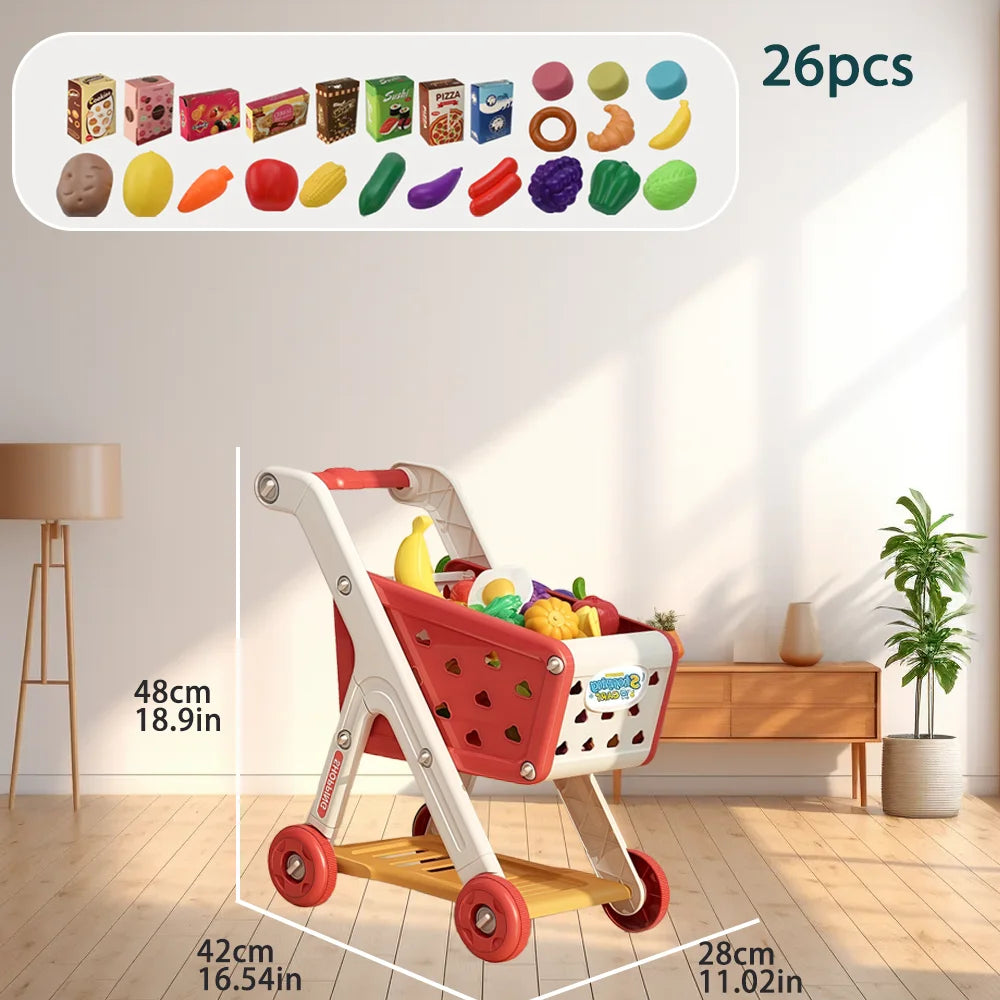 Kids Simulation Shopping Cart Toy Pretend Play Supermarket