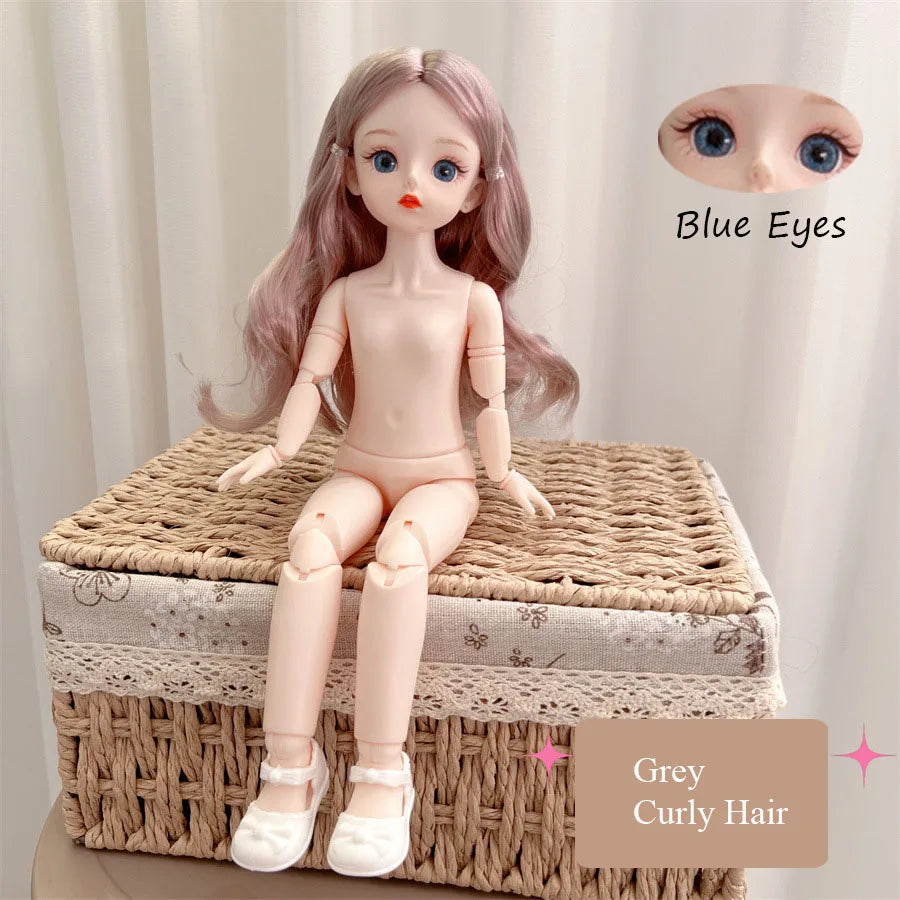 BJD Doll Nude Haploid Multiple Removable Joints 30cm 1/6 3D Grey Green Purple Blue Attractive Eyes Doll Girls Birthday Gift Toy