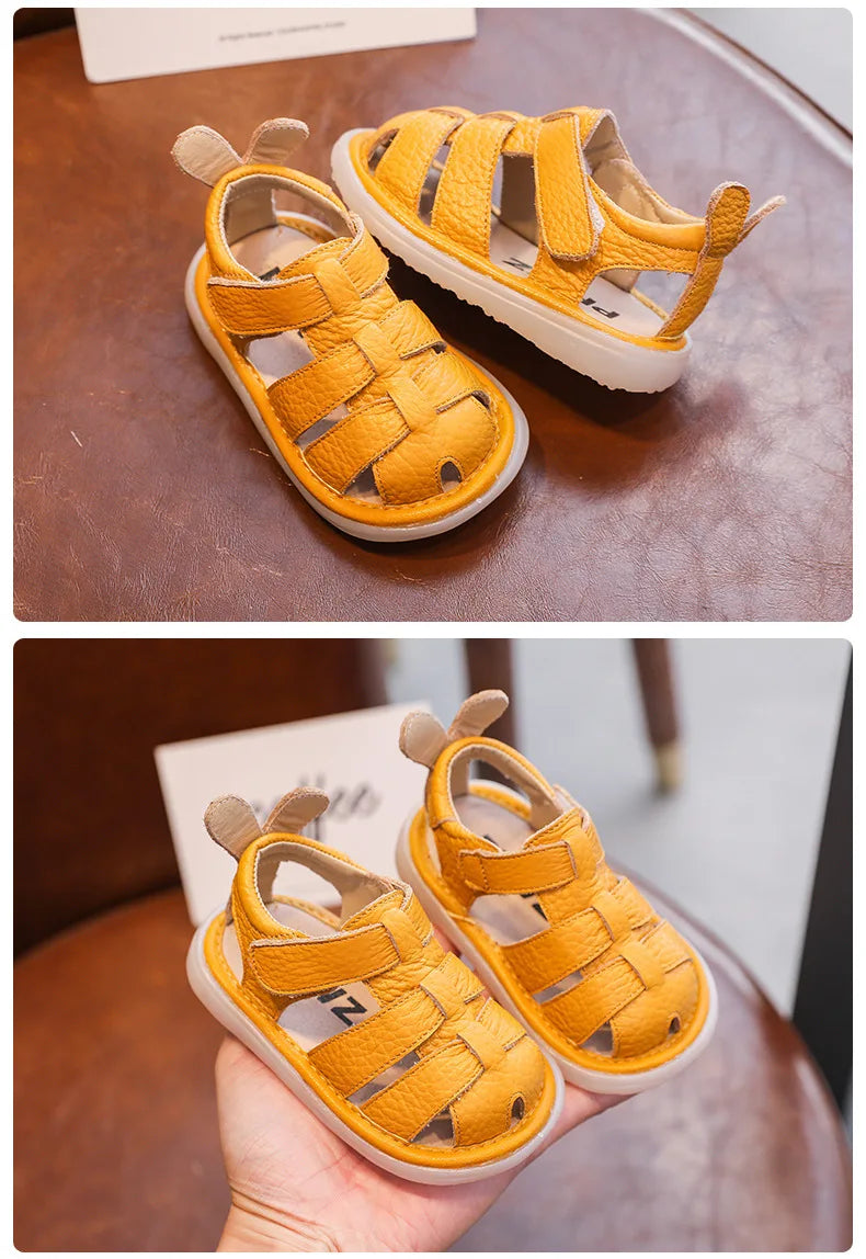 Baby Girls Boys Sandals 2025 Summer Infant Toddler Shoes Genuine Leather Soft-soled School Kids Shoes Children Beach Sandals