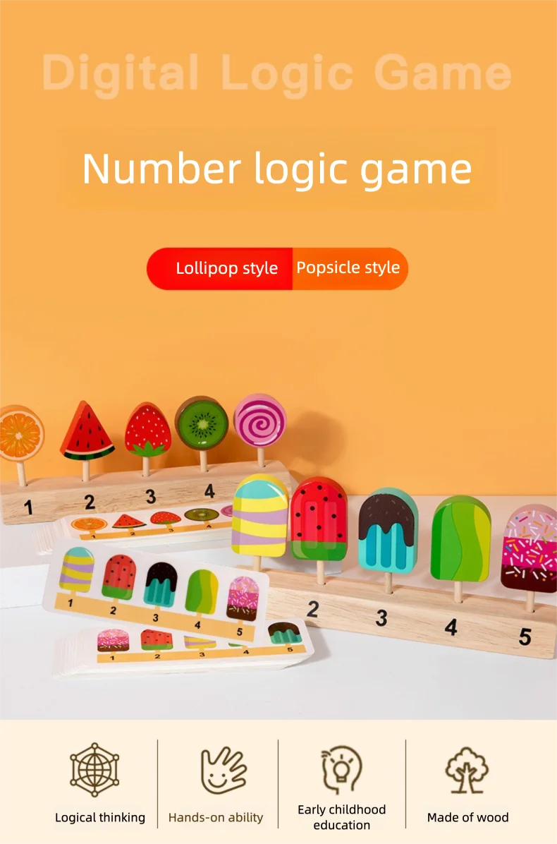 Children's Popsicle Matching Toys for Girls, Simulation Ice Cream, Pretend Play, Baby Enlightenment Educational Toys Decoration