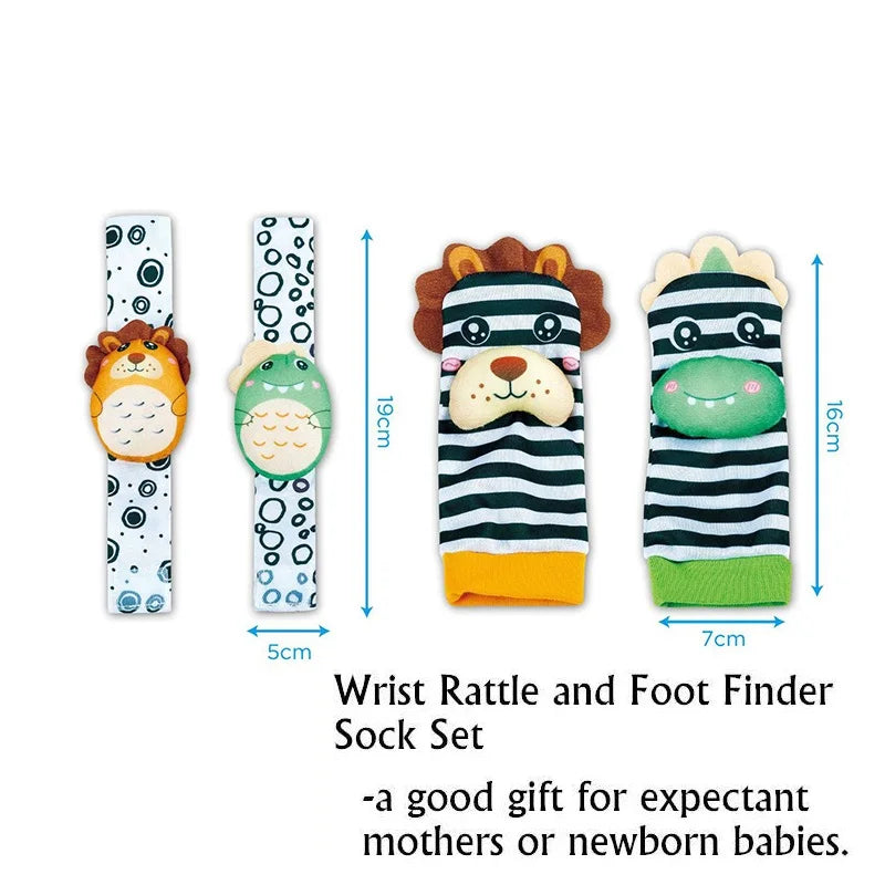 Baby Wrist Rattles Socks Newborn Animal Socks Infants Foot Finder 0-12 Months