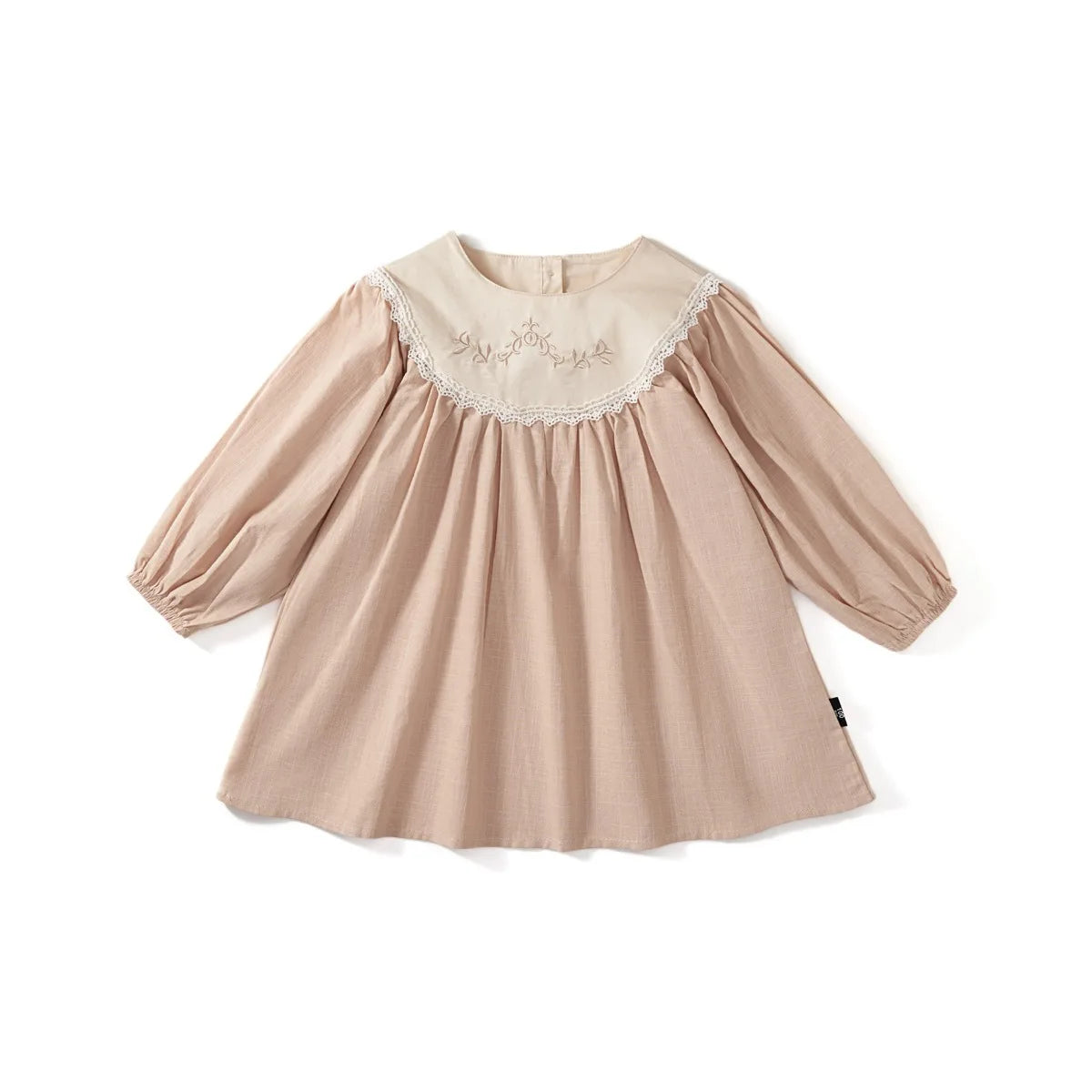Toddler Girls Retro Dress Spring Autumn Cotton Lace Spliced Children Girls Dresses