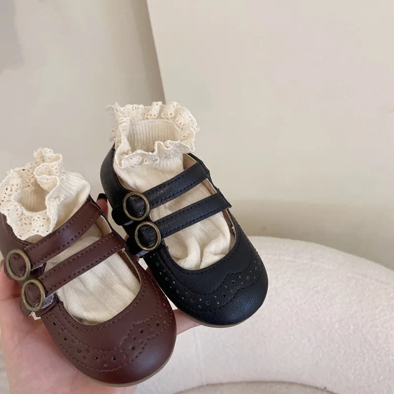 Girls Leather Shoes 2023 Spring Autumn New Versatile Children Retro Princess Shoes