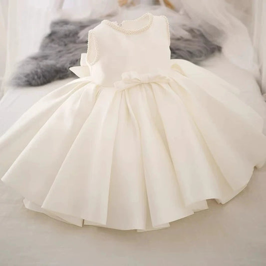Baby Girl Dress For 1st Birthday, Piano Performance In White  Princess Dress
