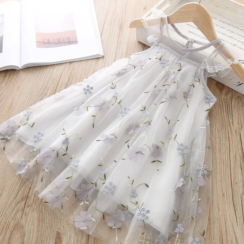 Girls Sweet Dresses Summer Baby Girl Princess Dress Lace Embroidery Design Flower Girl Dress