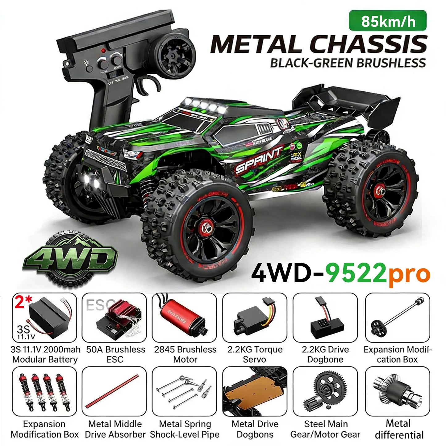Professional 1:16 Racing Car 9522 for Boys High Speed 50KM/H 85KM/H Remote Control Car Toy