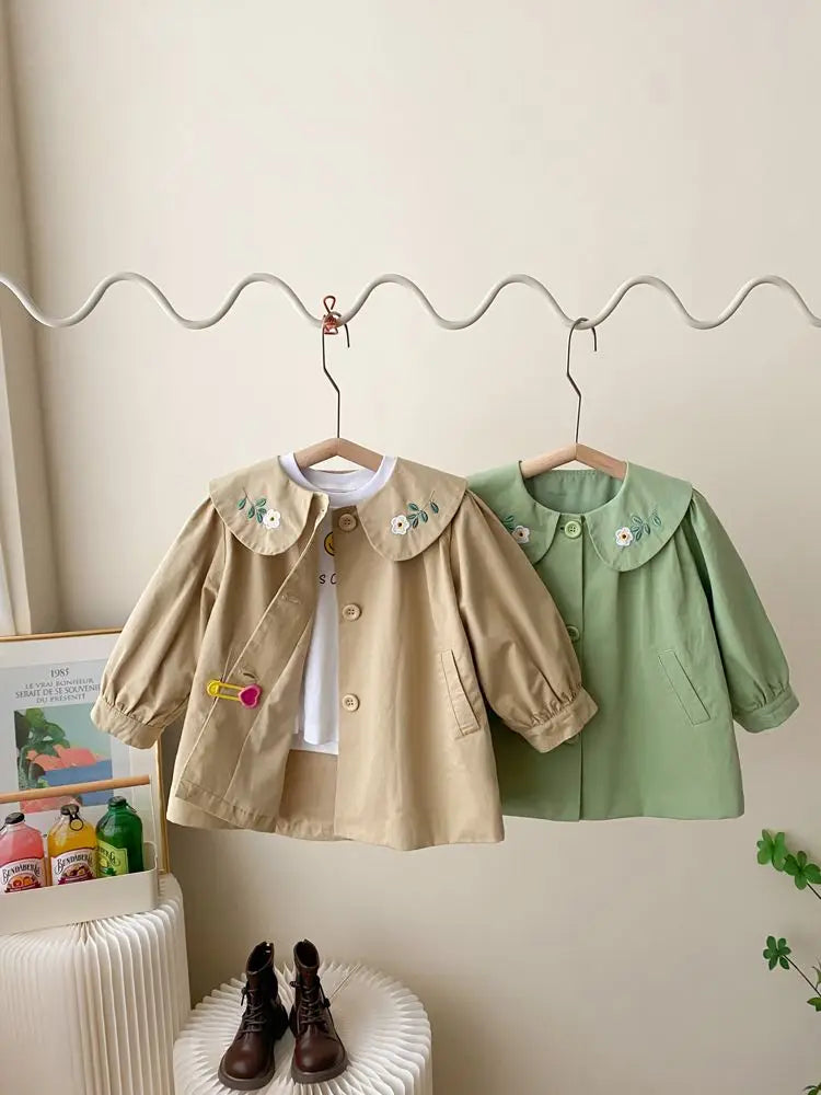 Mayra Baby Girls Jackets Embroidery Flowers Autunm