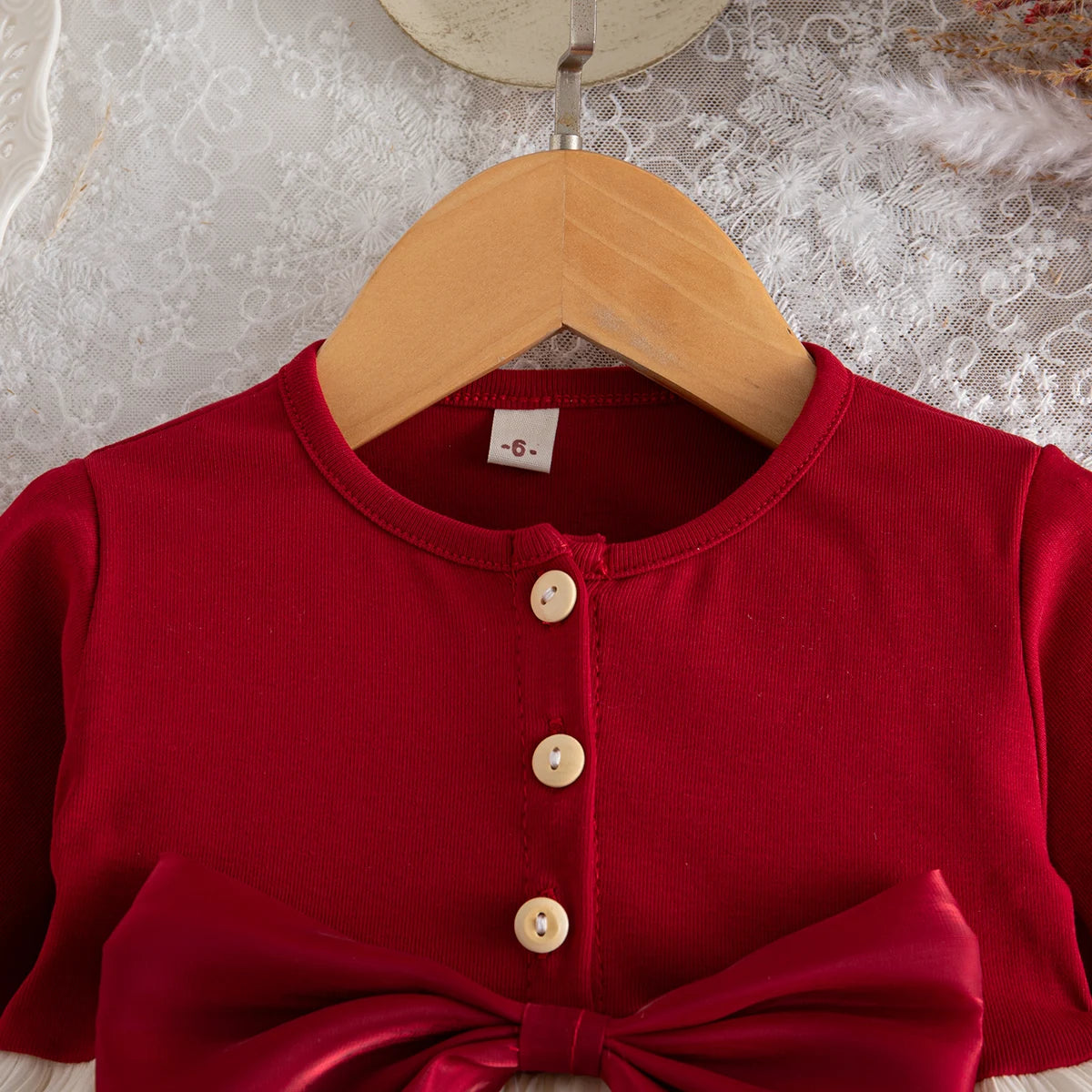 Baby Girl Dress Spring/Fall Red Long-Sleeve Bow Girls Dress