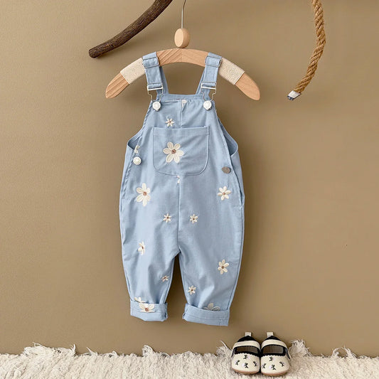 Blue Flower Embroidery Jumpsuit