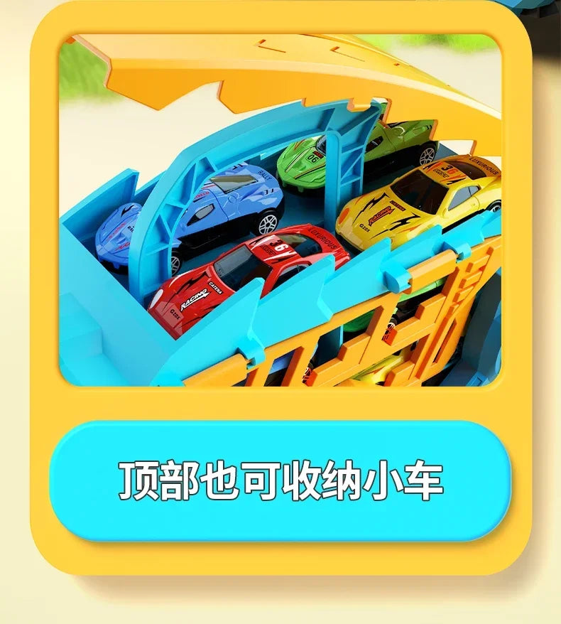 Dinosaur Toys for Kids Boys Ages 3-5, Car Track Set Dinosaur Transport Truck with Diecast Cars