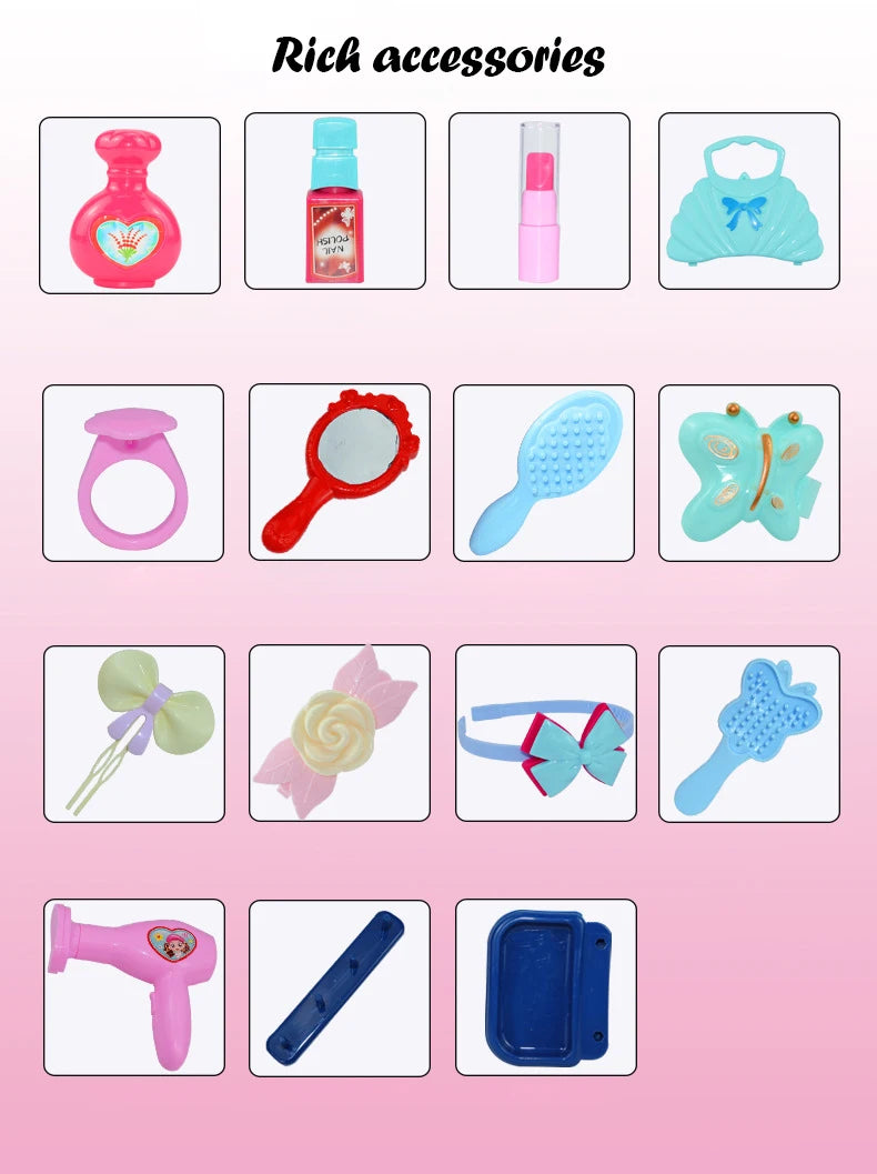 Children's Simulation Play House Kitchen Toys Girls Beauty Portable Tools Utensils Tableware Trolley Case Doctors Medical Kit