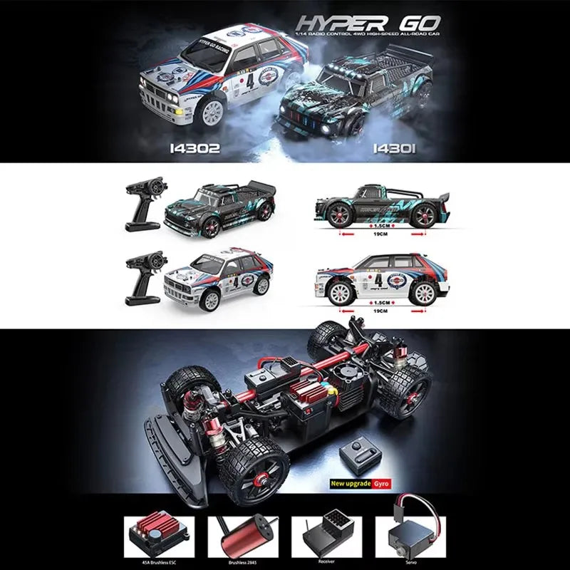 MJX Hyper Go 14304 14302 14303 1/14 4WD RC Car 65km/h Brushless 2.4G Remote Control Car Off-road High Speed RC Cars Truck Toy