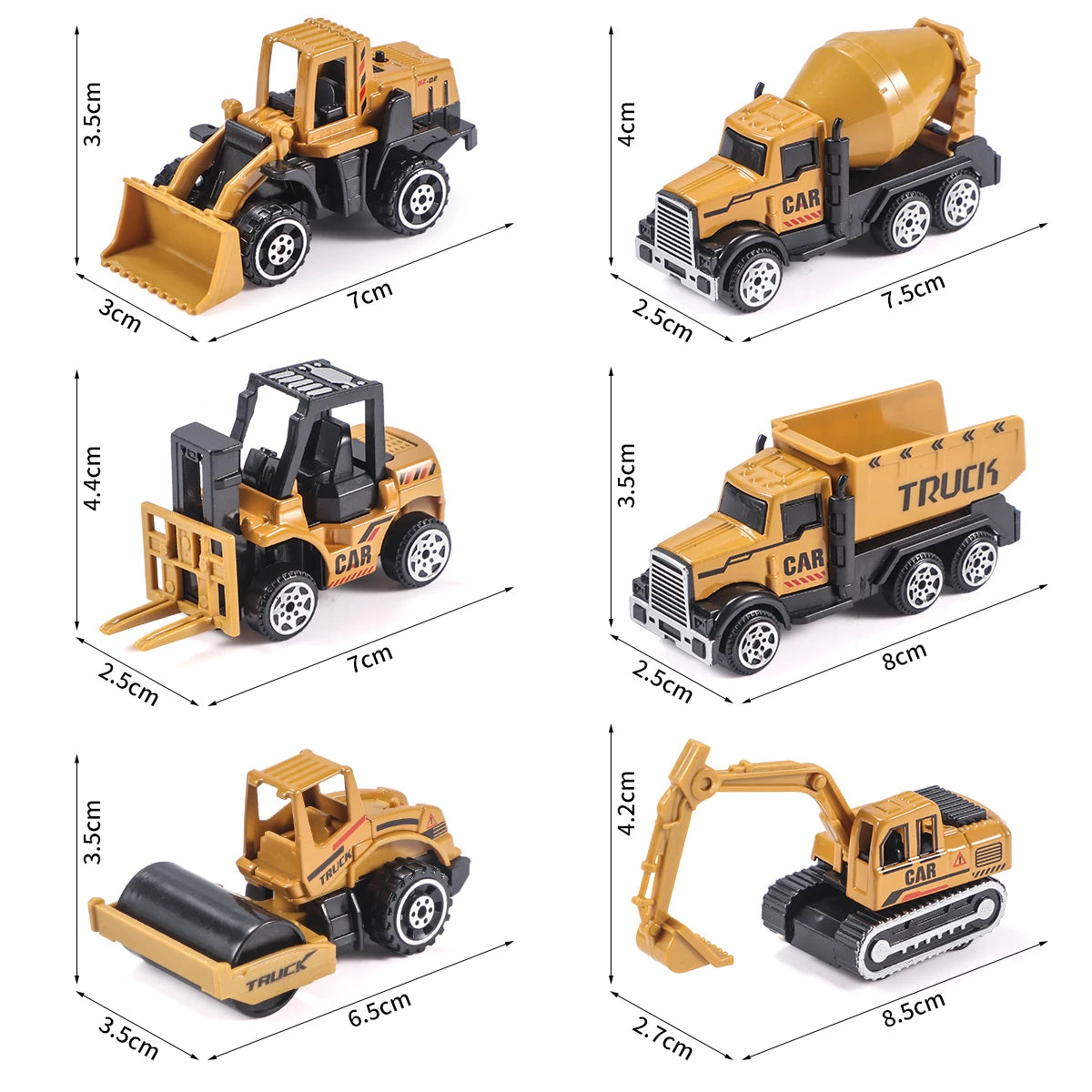 6pcs/set Toys for Boys Alloy Engineering Truck Toy Car Excavator Bulldozer Roller Miniature Model Diecast Kid Birthday Gift