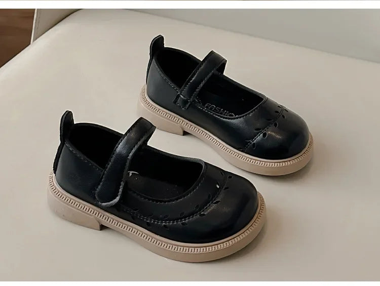 Girls' Leather Shoes Spring and Autumn New Breathable Girl Mary Jane Princess Shoes Black Performance Dance Shoes