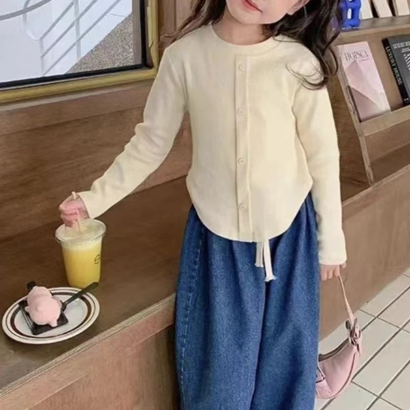 Lillith Cute Long Sleeve Solid Color Tops