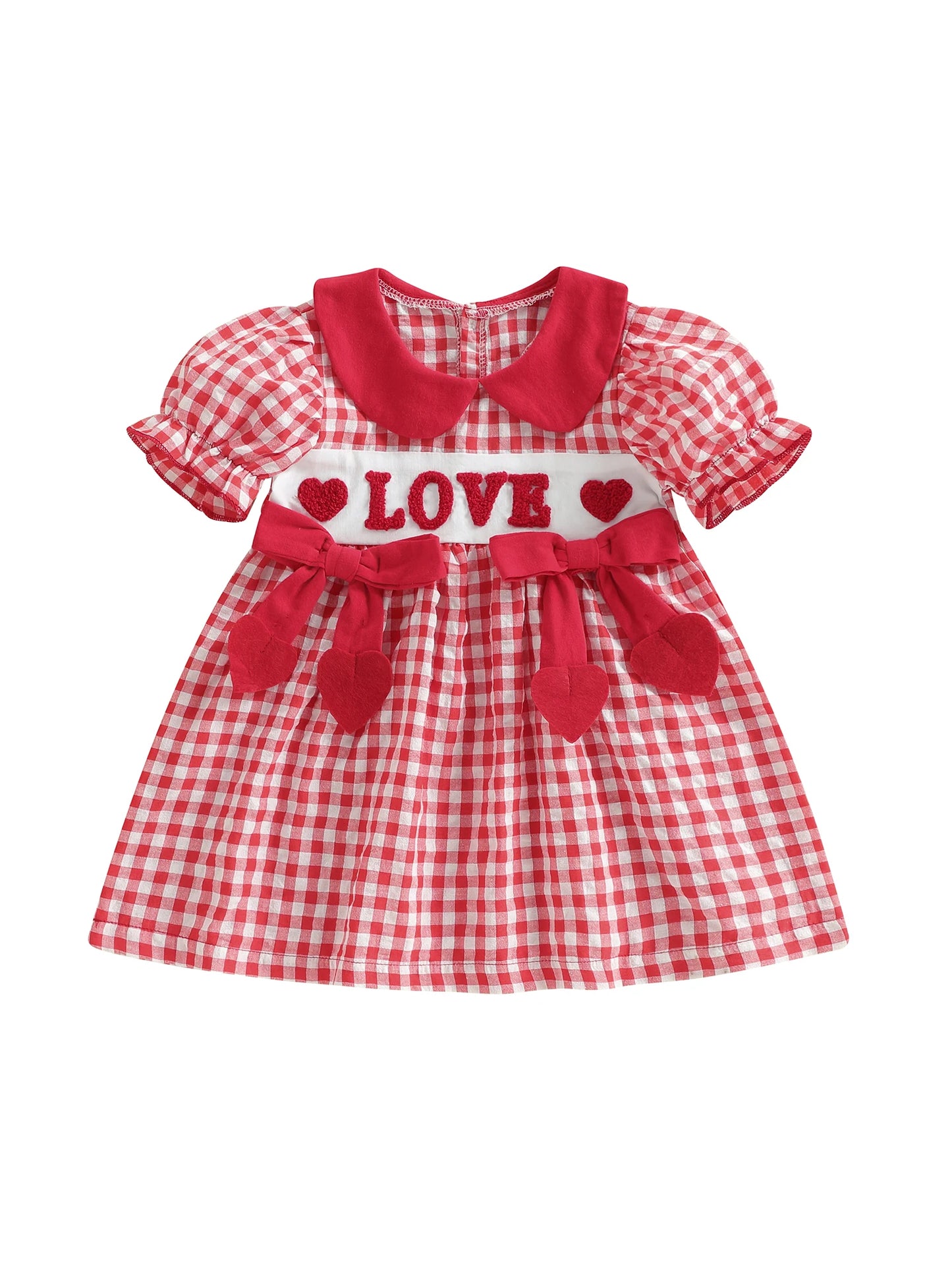 Valentine's Day Dress for Girls with Heart Embroidery