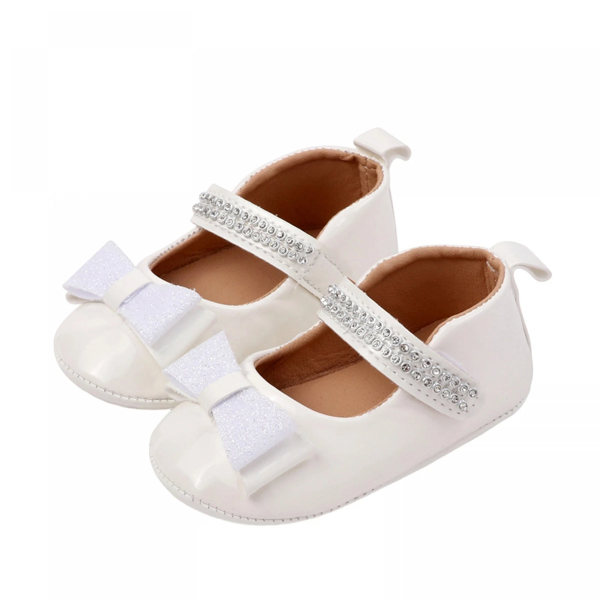0-18months Baby Girl Leather Princess Shoes Decorative Glitter Bows shoes  for infant girls Rhinestone Soft Non-Slip Shoes