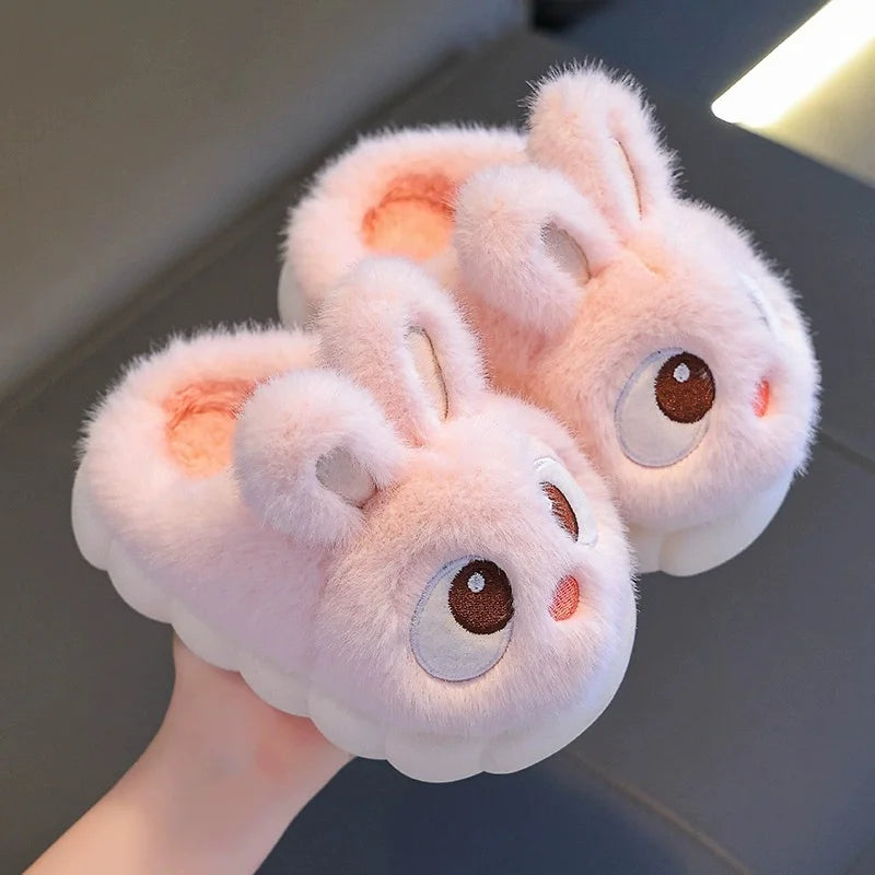 Kids Non-Slip Cotton Slippers with Cute Rabbit Design
