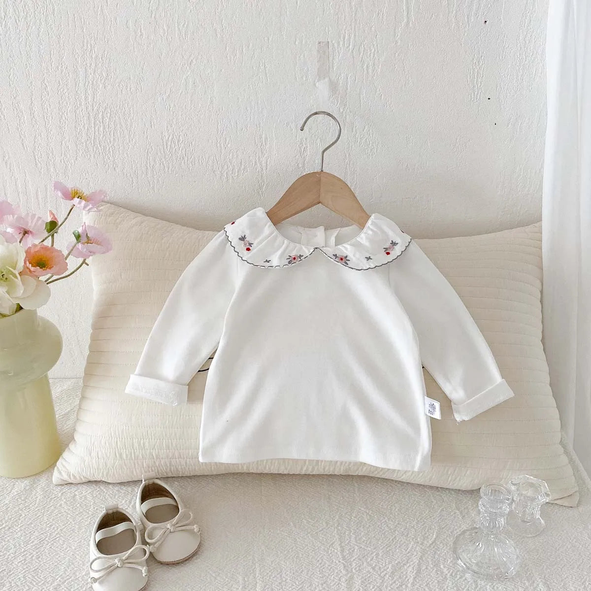 Amelia Embroidered Doll Collar Long Sleeve Top