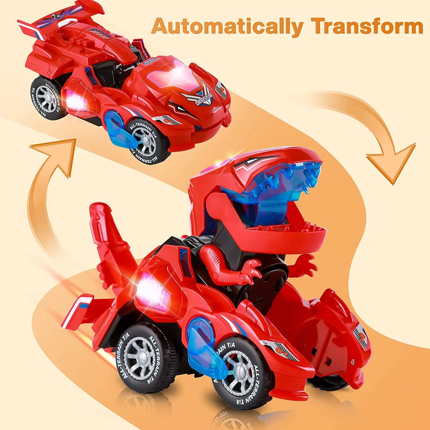 Transforming Dinosaur Car Toy for Kids 4-6 Years