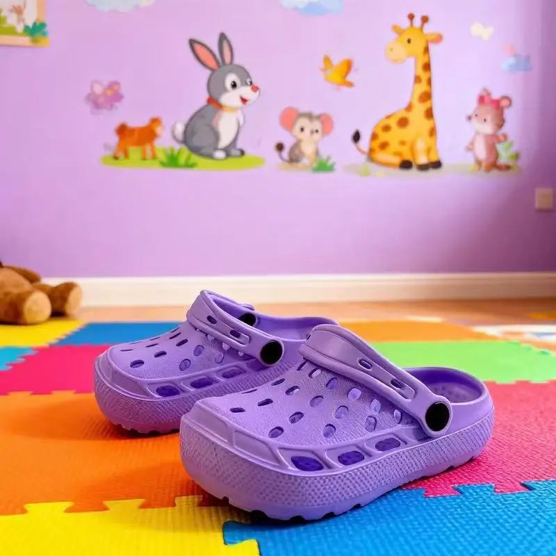 Girls Pink Cut-out Design Clogs Soft Sole Anti-slip Children's Indoor Footwear