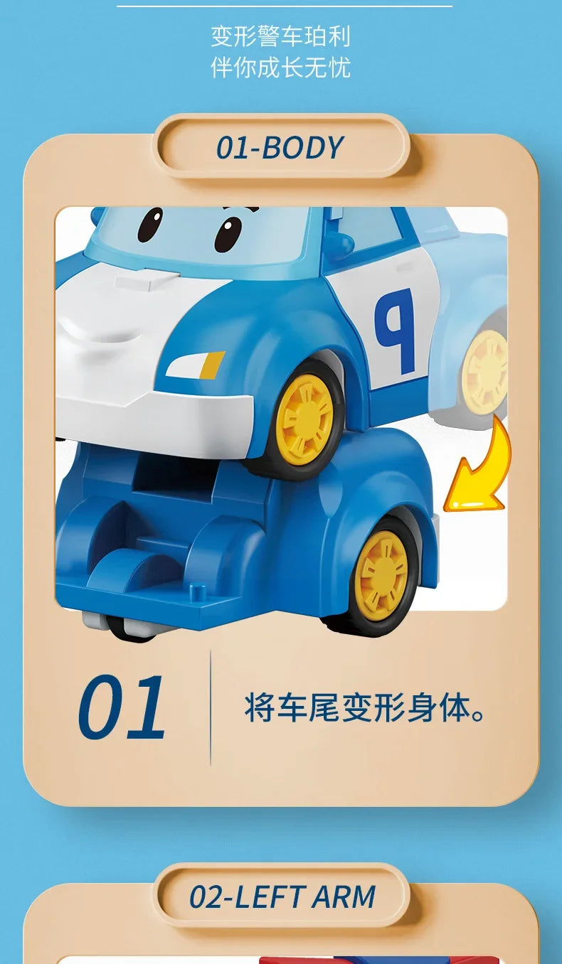6pcs/set Cartoon Robocars Polis Action Figures Transformation