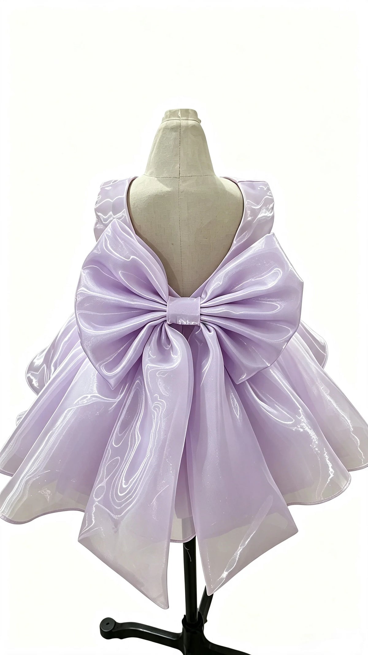 Baby Girl Satin Flower Girl Dress Low Back Thin Straps Bow Luxury Princess Gown Toddler 1st Birthday Baptism Wedding Party Dress