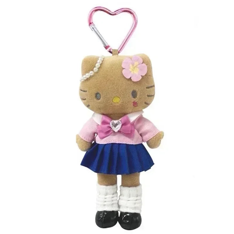15cm Sanrios Anime Hello Kitty Plush Toy Keychain Long Legged Angel JK Uniform Bag Pendant Stuffed Doll Girl Bag Keychain Gift