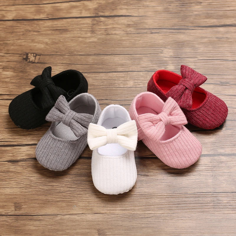 Cute Baby Girl Shoes Knitted Cotton Flat Shoes Arched Soft Sole 0-18M Newborn Princess Shoes