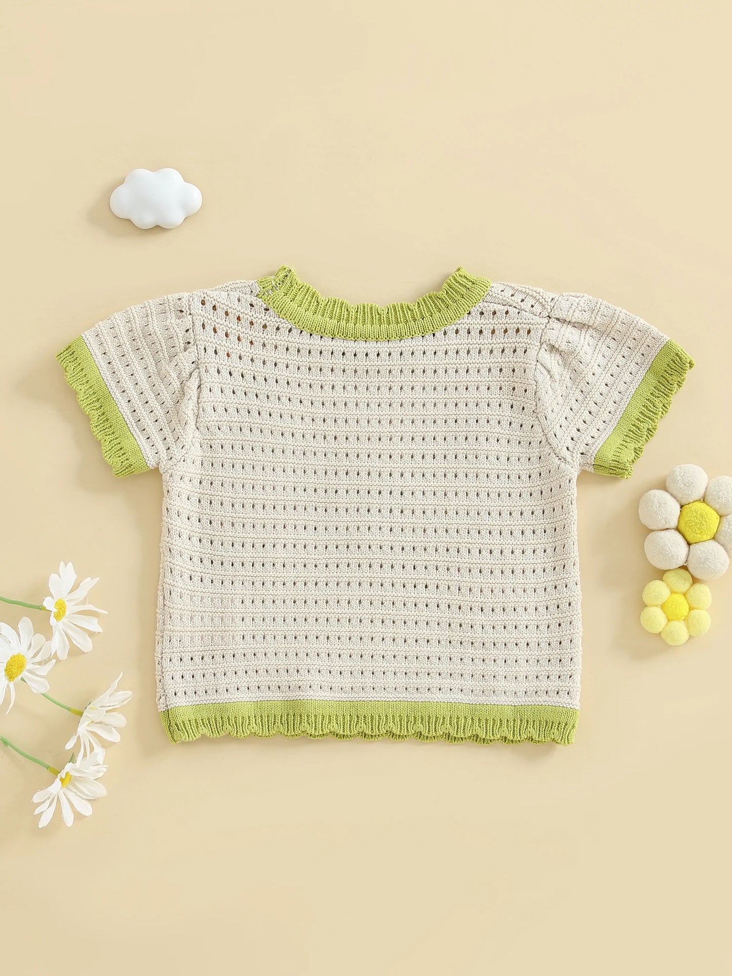 Grace Floral Print Knit Cutout Round Neck Top