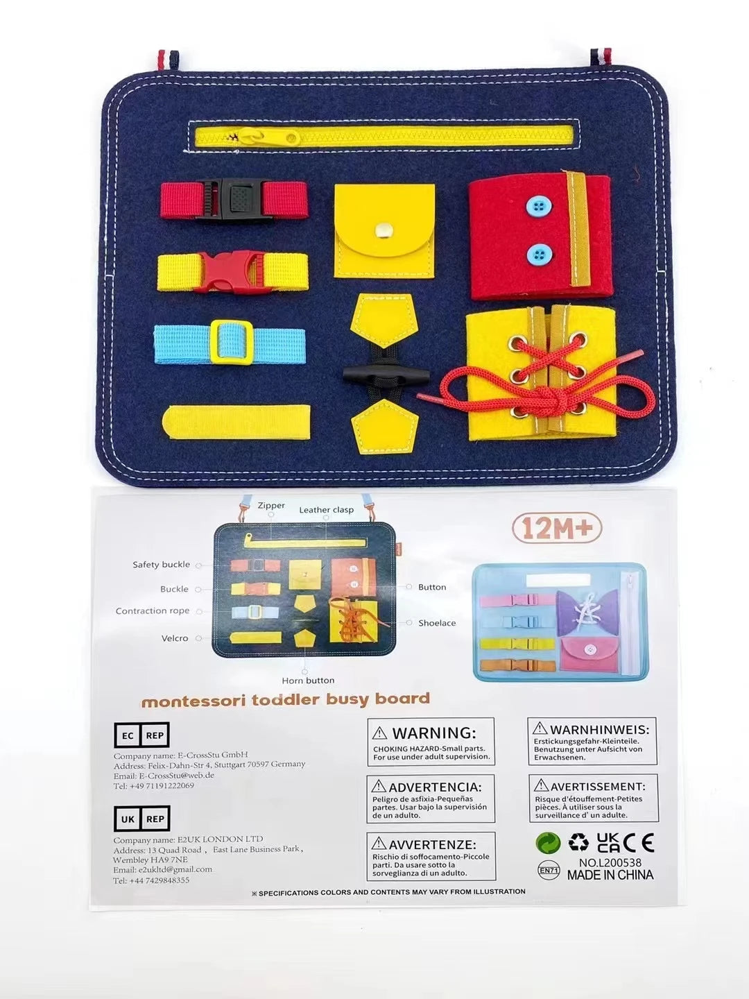 Busy Board Montessori Toys for Toddlers Sensory Toy Preschool Learning Educational Travel Activities For Boys Fine Motor Skills