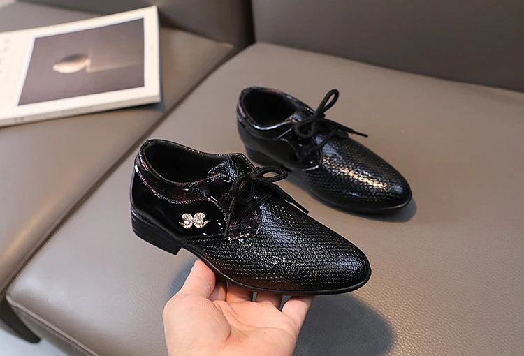 Boy Pointed Leather Shoes Children's British Black Shoes Students Leisure White Show Leather Shoes Boy' Shoes size 21-36
