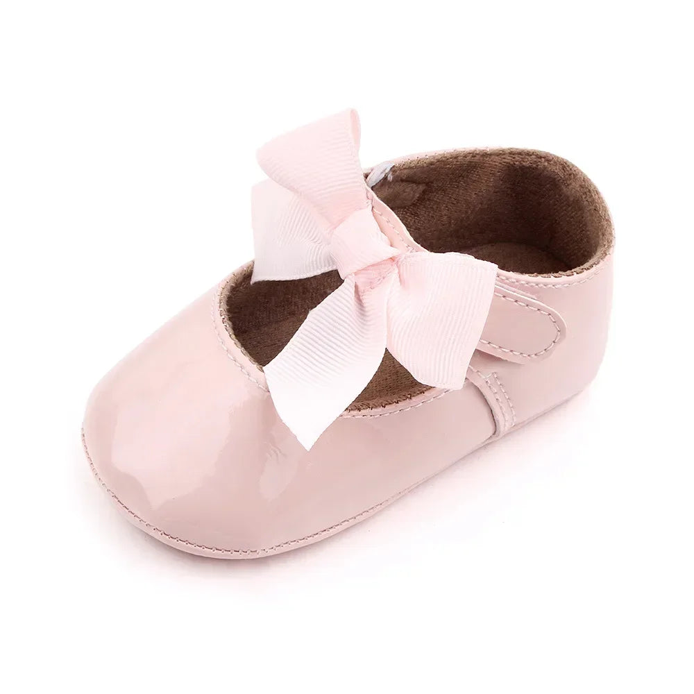 PU Princess Baby Girl Shoes for Newborn for Birth Big Bow Wedding first Walker PU Leather Toddler Girl Shoes 1 Year