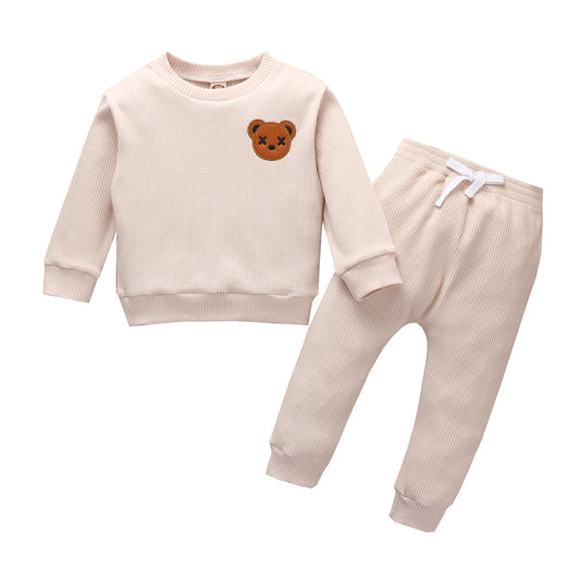 Teddy Bear Ribbed Tracksuit Waffle Set