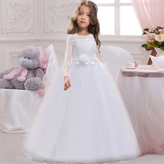 Summer White Bridesmaid Dress  For Girls Children Party Wedding Dress