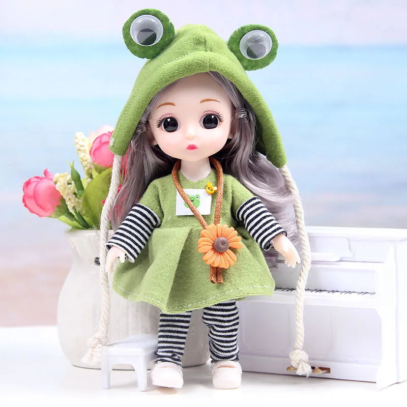 17CM Movable Joint Doll Girl Dress Up Dollhouse Makeup DIY Toys Cute Safety Baby 3D Doll Babies Toddler Princess Beautiful Gift