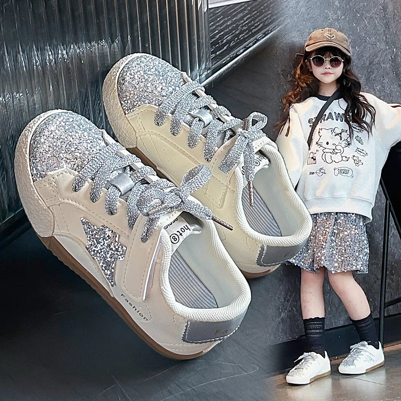 Girls' Shoes 2026 Spring New Casual Versatile Little Girls Star Sneakers Spring and Autumn Children's Sports Kids Shoes