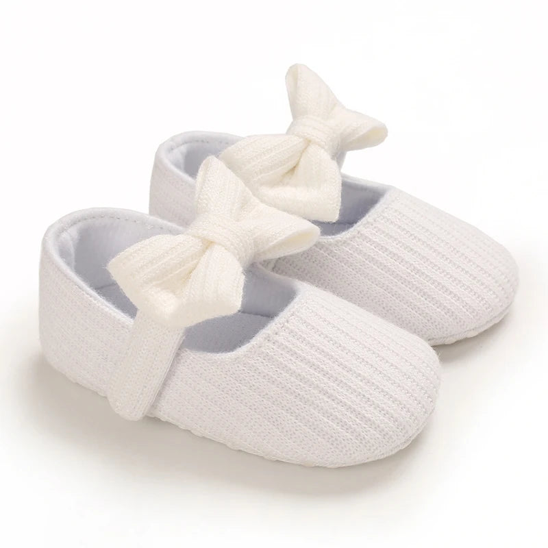 Cute Baby Girl Shoes Knitted Cotton Flat Shoes Arched Soft Sole 0-18M Newborn Princess Shoes